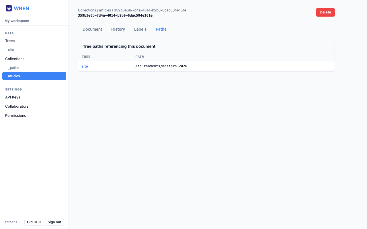 Paths tab showing /tournaments/masters-2026